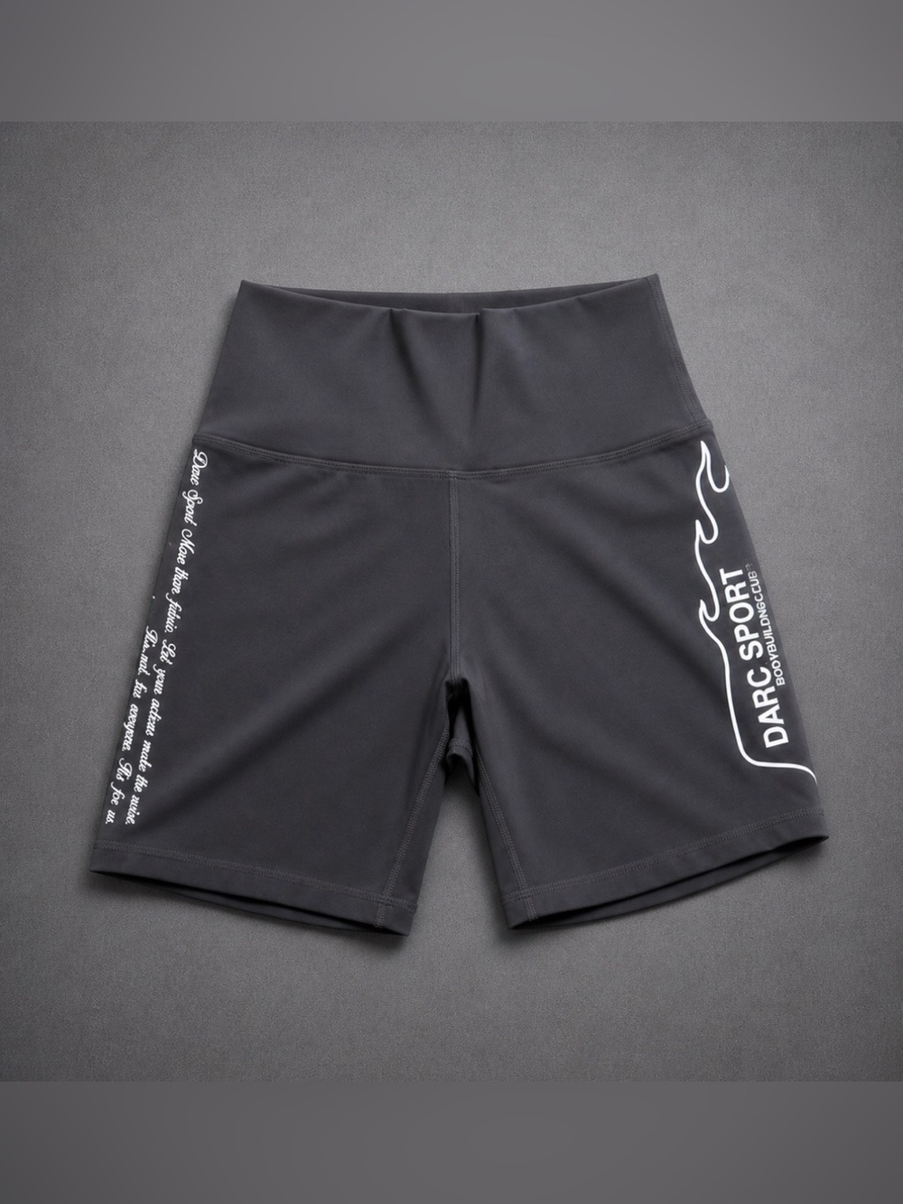 Darc Sport Dark Gray High-Rise Bike Shorts with White Logo 50/500